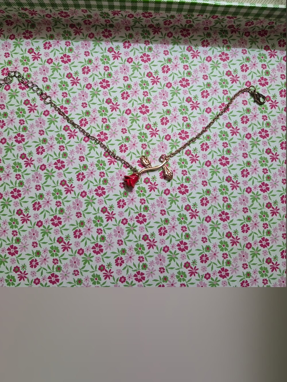 Gold Tone Red Rose Bracelet